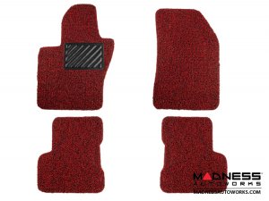 Jeep Renegade All Weather Floor Mats - Front + Rear - Rubber Woven Carpet - Red + Black 